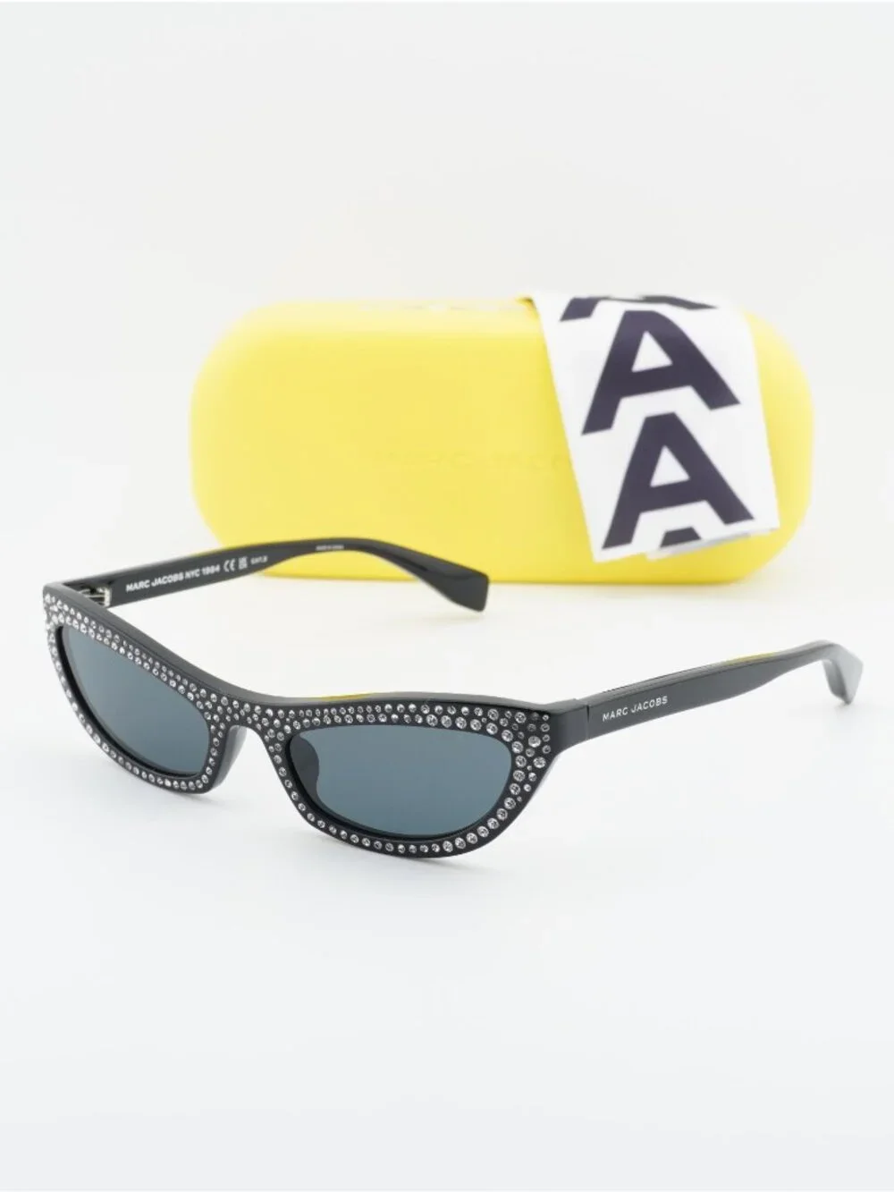 Marc Jacobs MARC 797/S 07C5 IR Cat Eye Sunglasses - Black/Crystal / Grey